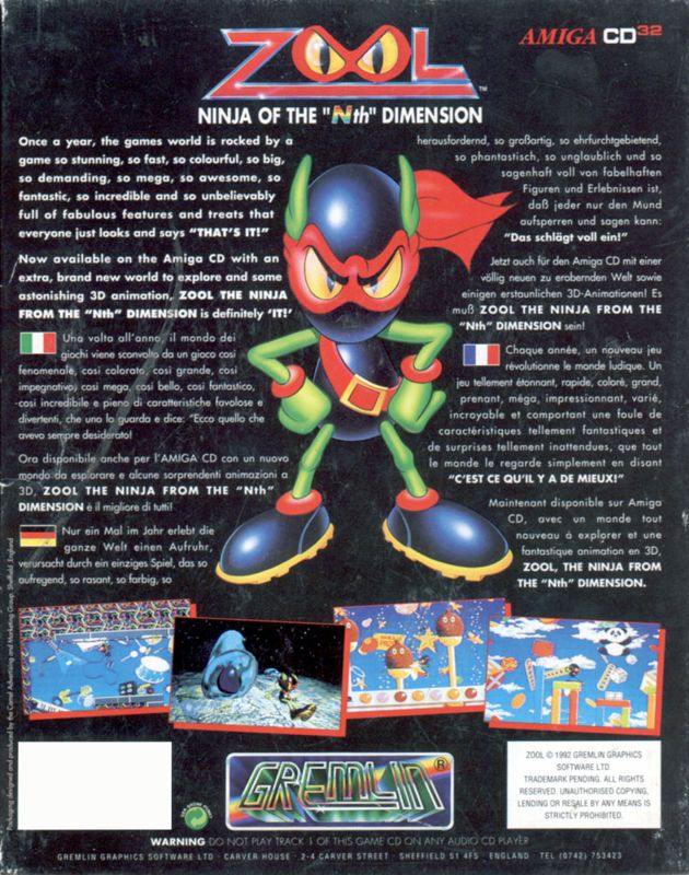 Back Cover for Zool (Amiga CD32)
