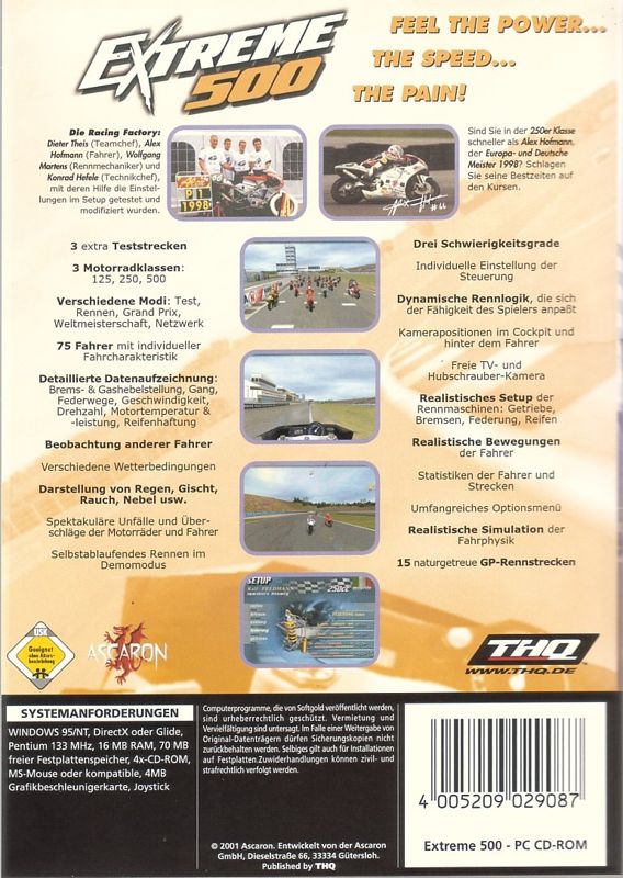 Back Cover for Extreme 500 (Windows) (Re-Release)