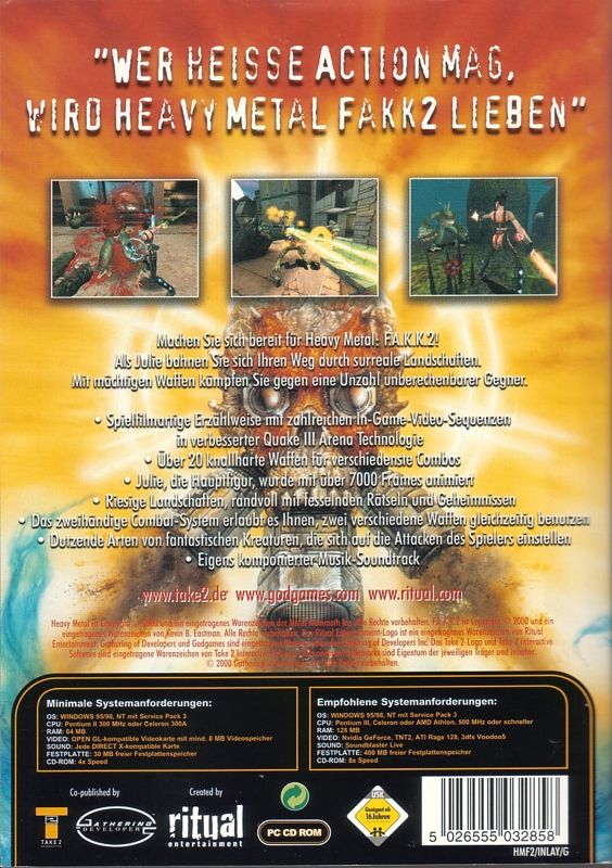 Back Cover for Heavy Metal: F.A.K.K. 2 (Windows) (Censored version)