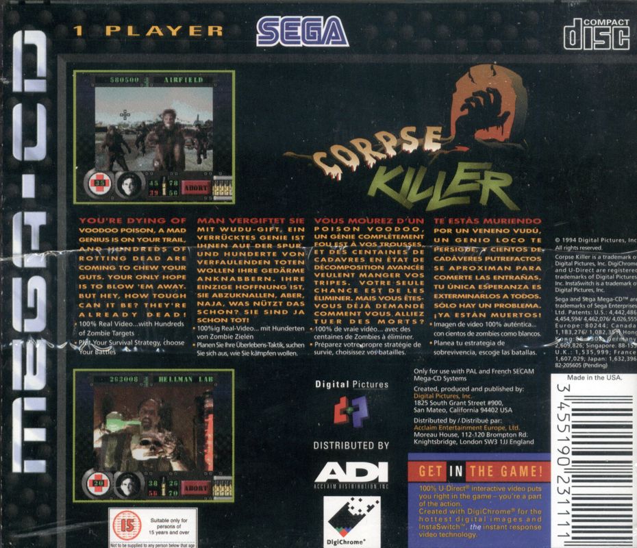 Back Cover for Corpse Killer (SEGA CD)