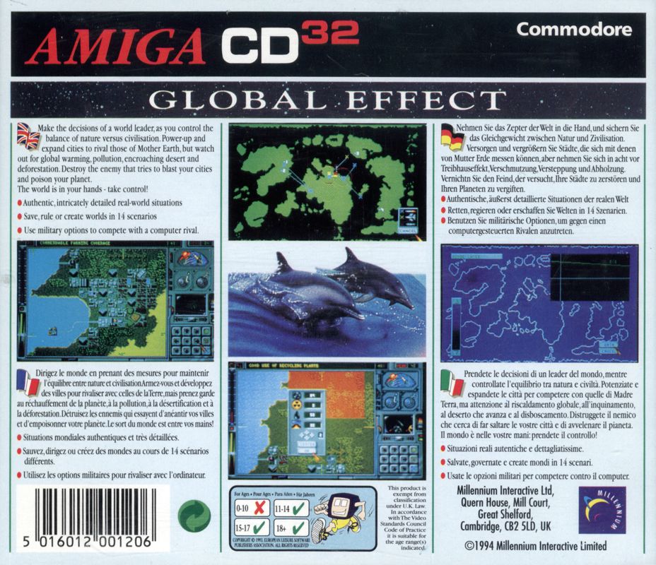 Back Cover for Global Effect (Amiga CD32)