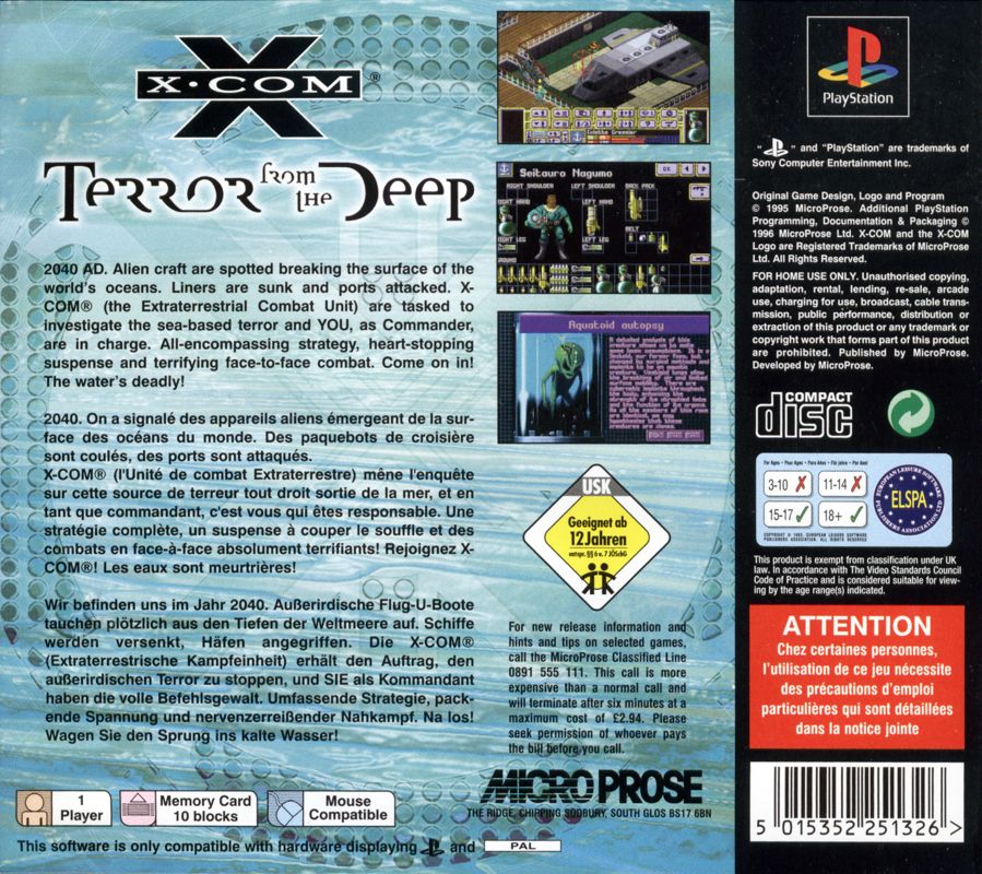 Back Cover for X-COM: Terror from the Deep (PlayStation)