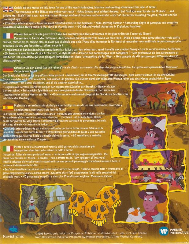 Back Cover for 3 Skulls of the Toltecs (DOS and Windows)