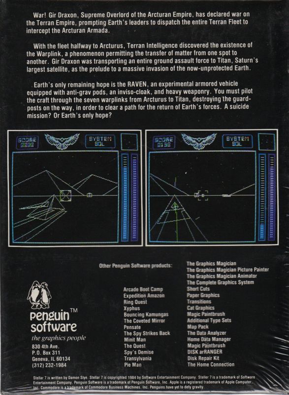 Back Cover for Stellar 7 (Apple II and Commodore 64)