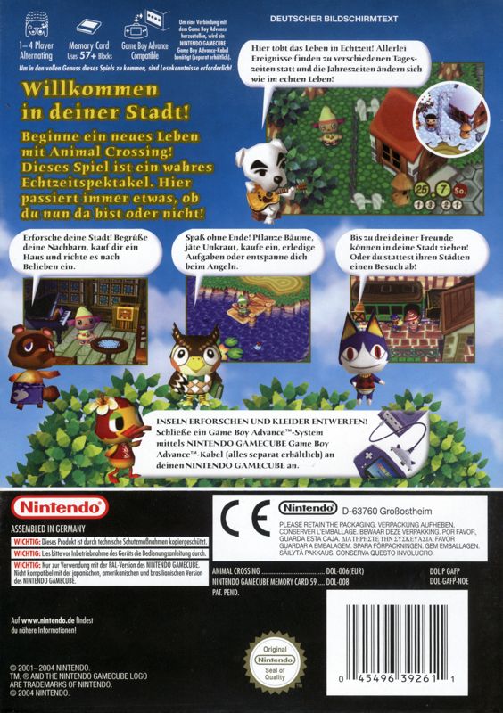 Back Cover for Animal Crossing (GameCube)