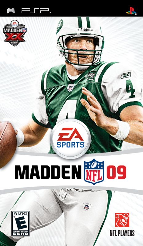 Front Cover for Madden NFL 09 (PSP) (Official digital print packaging with Brett Favre in his New York Jets uniform)