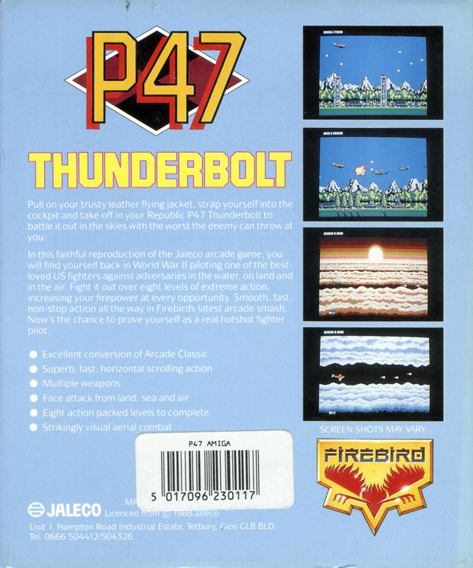Back Cover for P47 Thunderbolt (Amiga)