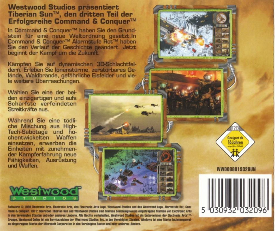 Back Cover for Command & Conquer: Tiberian Sun (Windows) (Re-release)