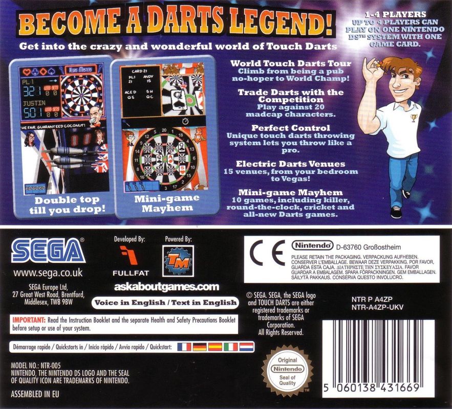 Back Cover for Touch Darts (Nintendo DS)