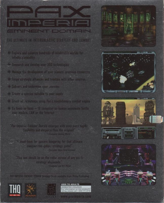 Back Cover for Pax Imperia: Eminent Domain (Windows)