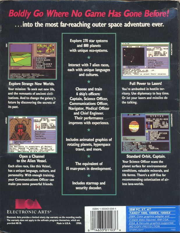 Back Cover for Starflight (DOS) (5.25" Floppy Disk release (1989))
