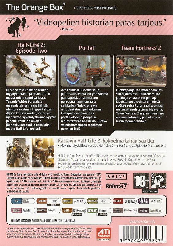 Back Cover for The Orange Box (Windows)