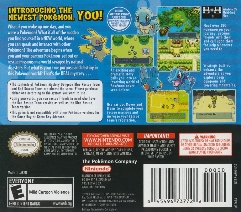 Back Cover for Pokémon Mystery Dungeon: Blue Rescue Team (Nintendo DS)