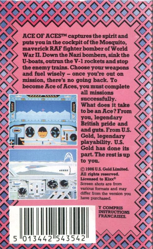 Back Cover for Ace of Aces (MSX)