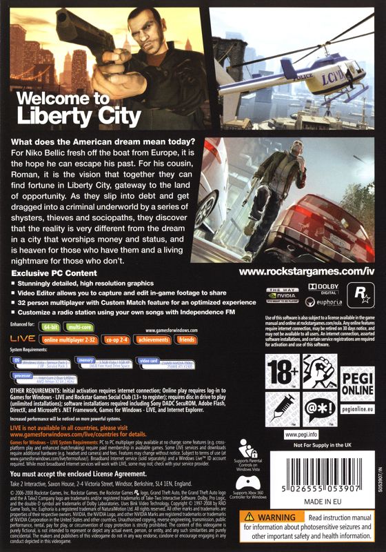 Other for Grand Theft Auto IV (Windows): Keep Case - Back