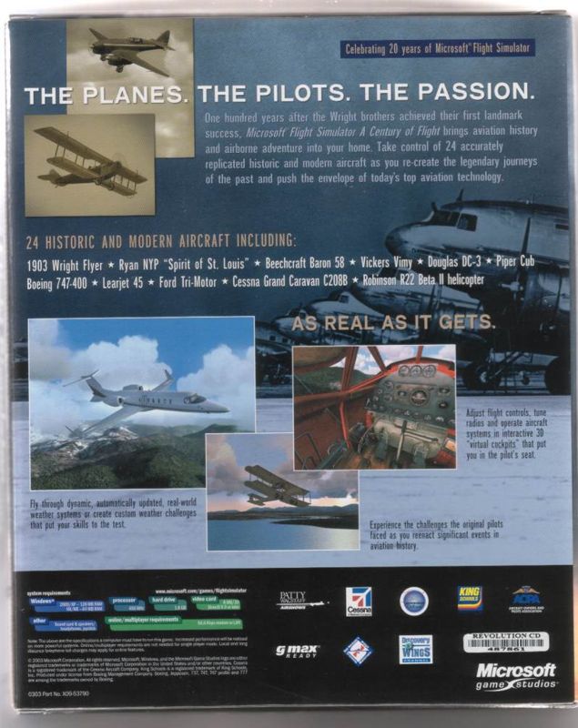 Back Cover for Microsoft Flight Simulator 2004: A Century of Flight (Windows)