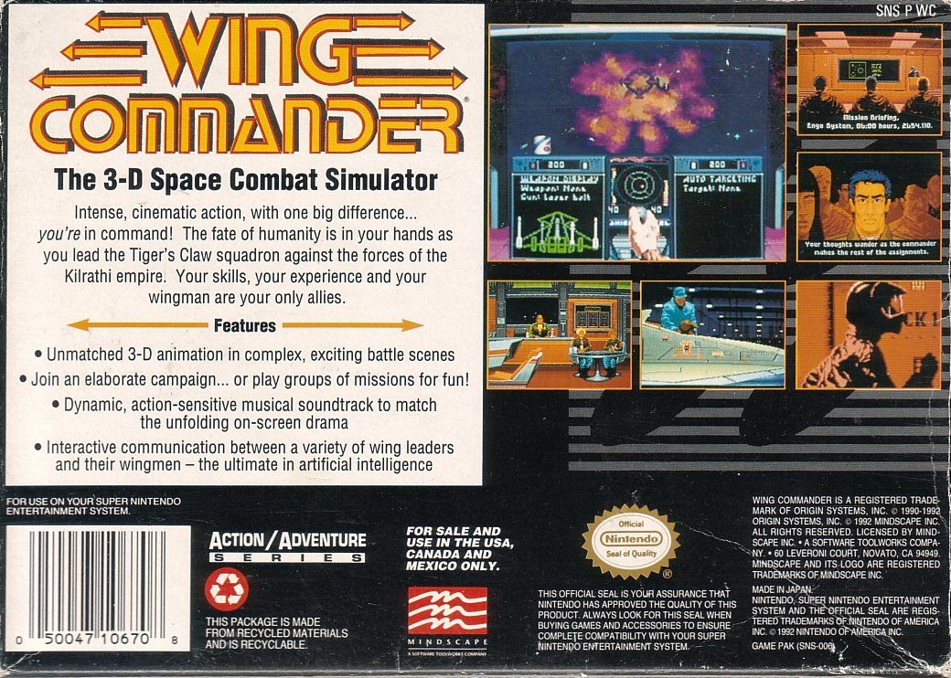 Back Cover for Wing Commander (SNES)