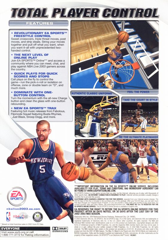 Back Cover for NBA Live 2003 (Windows)