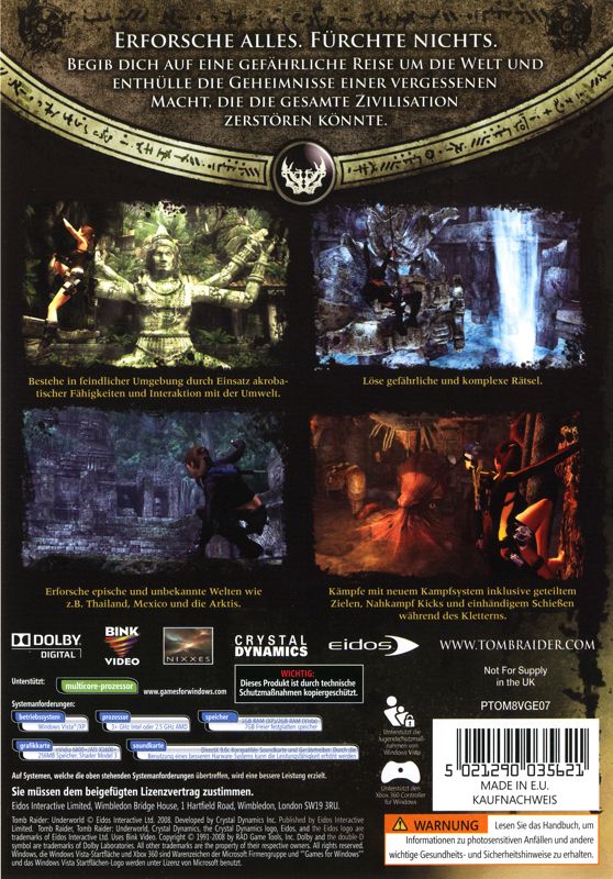 Back Cover for Tomb Raider: Underworld (Windows)