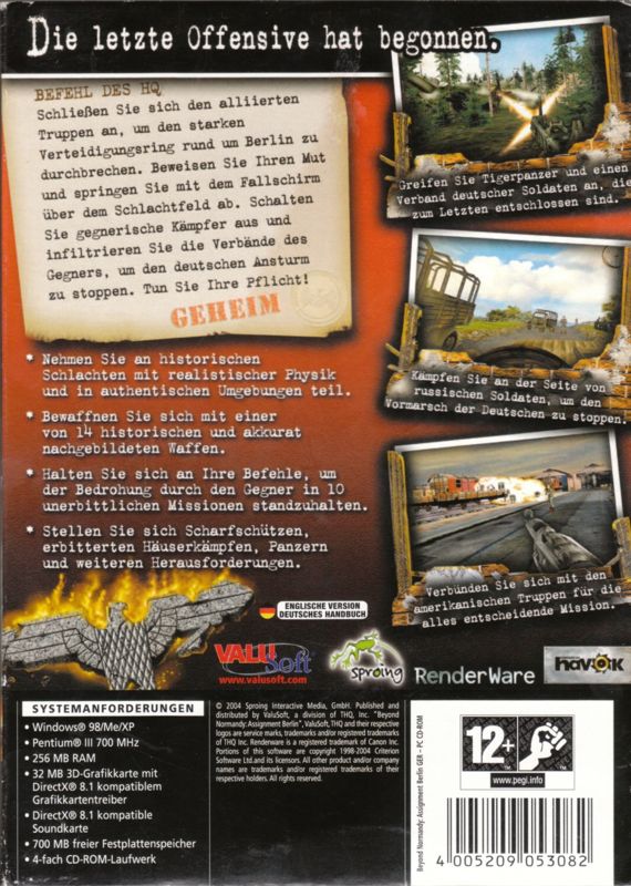 Back Cover for Beyond Normandy: Assignment: Berlin (Windows)