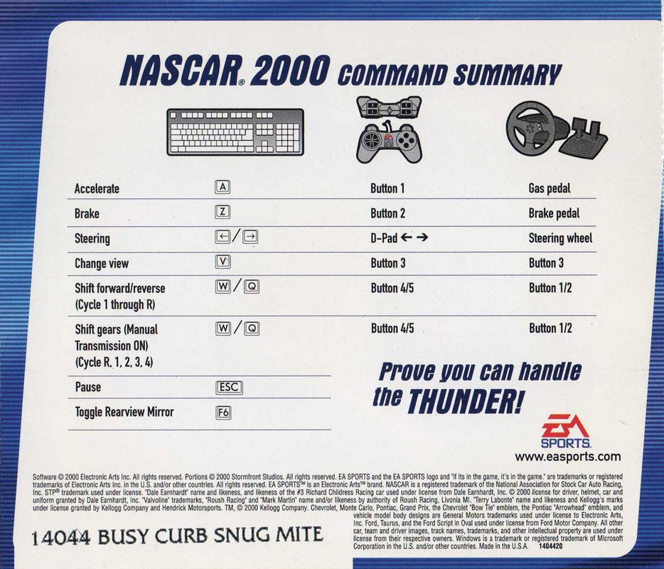 Back Cover for NASCAR 2000 (Windows)