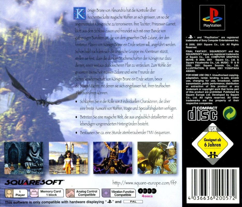 Back Cover for Final Fantasy IX (PlayStation)