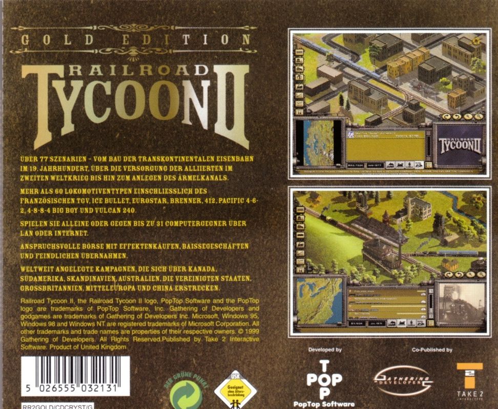 Other for Railroad Tycoon II: Gold Edition (Windows): Jewel Case - Back