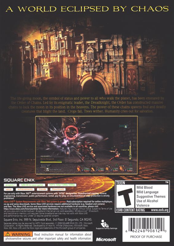 Back Cover for Infinite Undiscovery (Xbox 360)