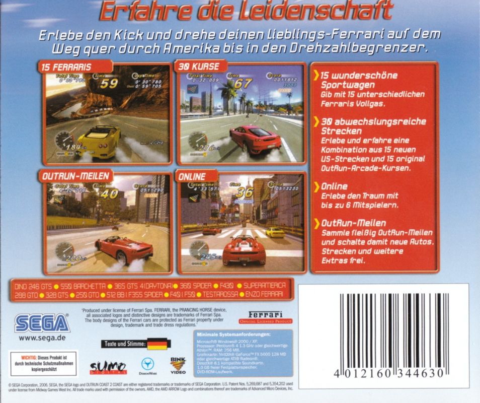 Back Cover for OutRun 2006: Coast 2 Coast (Windows) (Software Pyramide release)