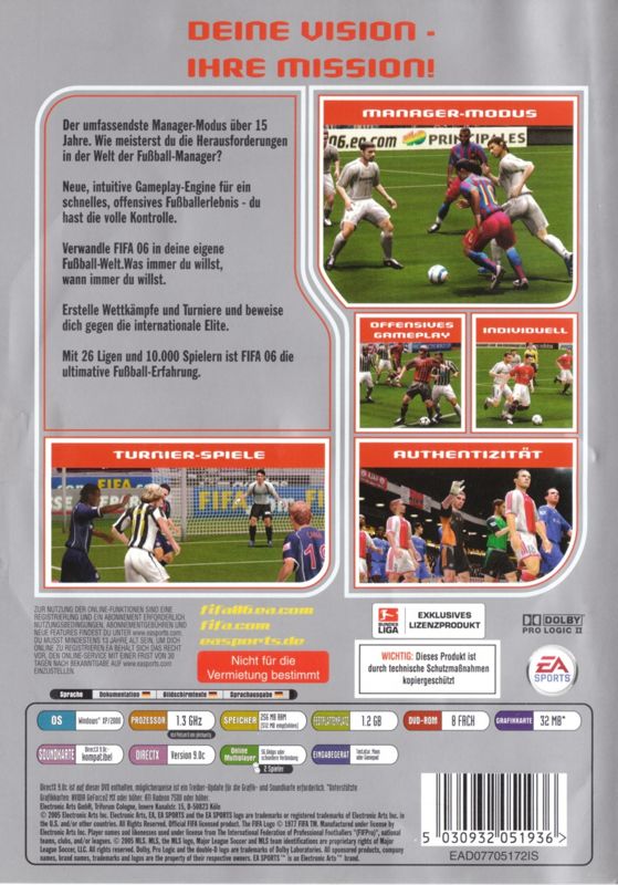 Back Cover for FIFA Soccer 06 (Windows) (EA Classics Release)