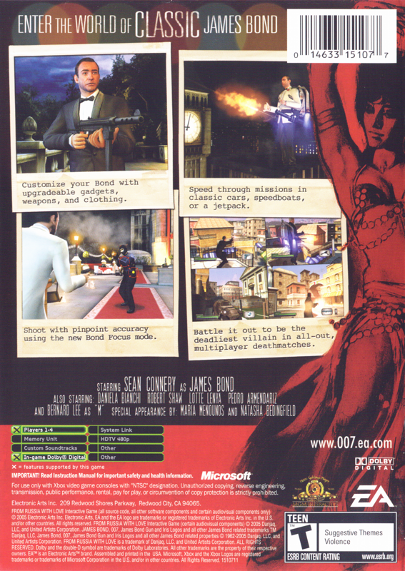 Back Cover for 007: From Russia with Love (Xbox)
