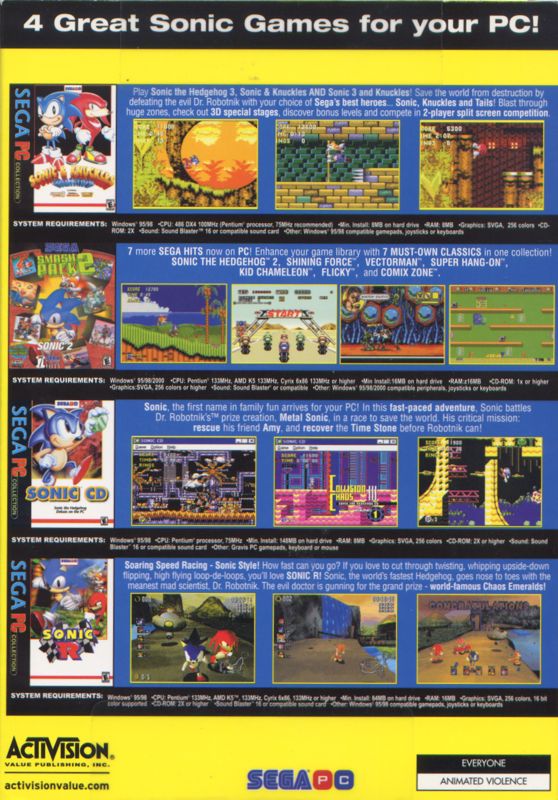 SONIC ACTION PACK(海外版)PC用 Sonic Action 4 Pack cover or packaging material - MobyGames
