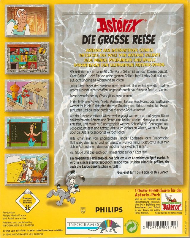 Back Cover for Astérix: Caesar's Challenge (DOS)