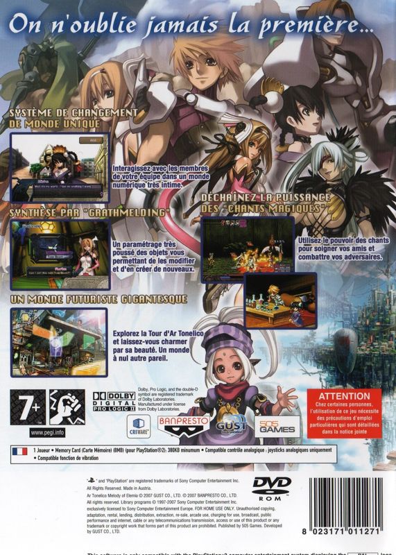 Back Cover for Ar tonelico: Melody of Elemia (PlayStation 2)