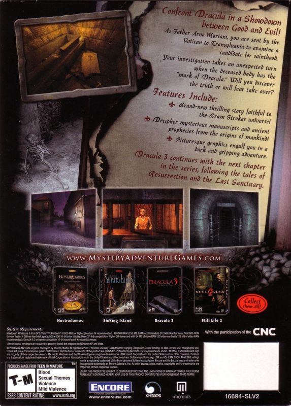 Back Cover for Dracula 3: The Path of the Dragon (Windows)