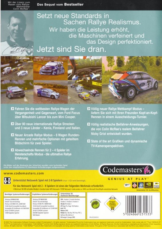 Back Cover for Colin McRae Rally 2.0 (Windows) (BestSellers Series release)