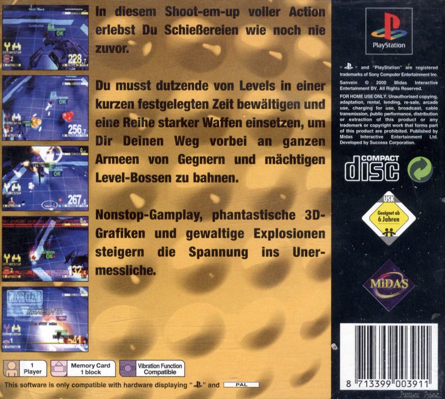 Back Cover for Shooter: Starfighter Sanvein (PlayStation)
