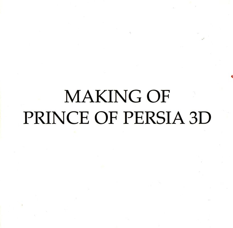 Other for Ages of Myst (Macintosh and Windows and Windows 3.x): Cardboard Sleeve - Making of Prince of Persia 3D CD