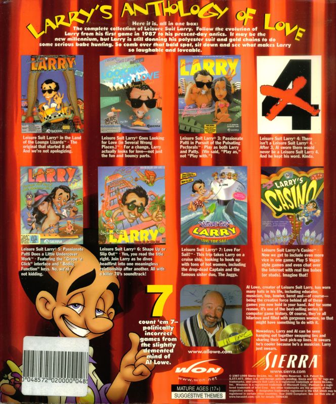 Back Cover for Leisure Suit Larry: Ultimate Pleasure Pack (DOS and Windows and Windows 3.x)