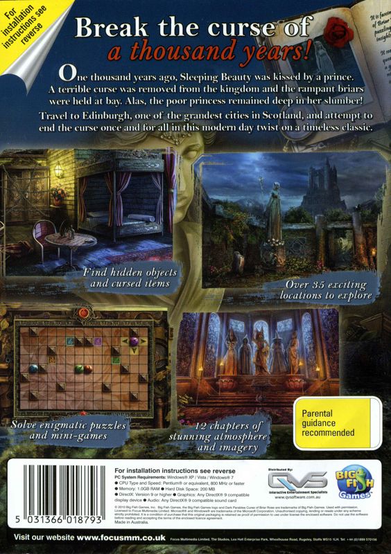 Back Cover for Dark Parables: Curse of Briar Rose (Windows)