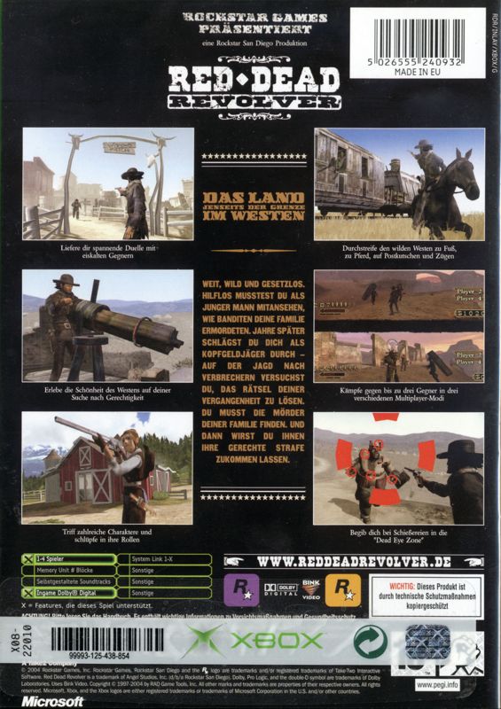 Back Cover for Red Dead Revolver (Xbox)