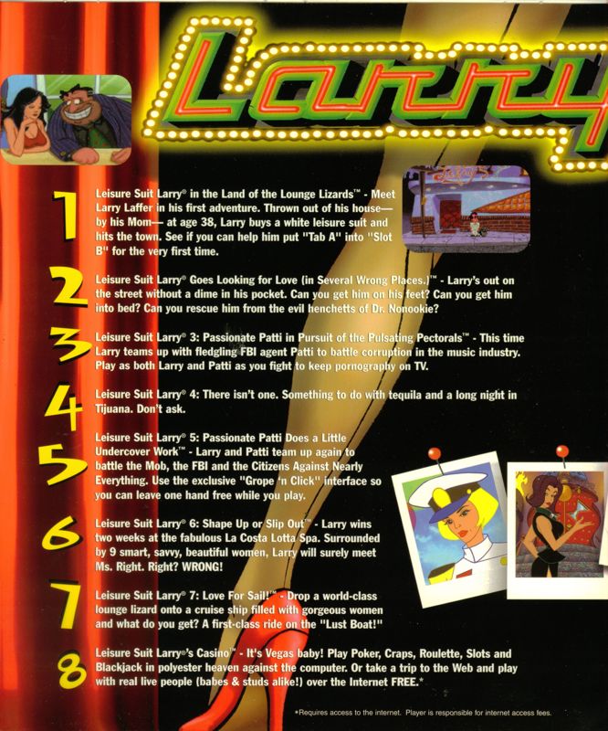 Inside Cover for Leisure Suit Larry: Ultimate Pleasure Pack (DOS and Windows and Windows 3.x): Left Flap