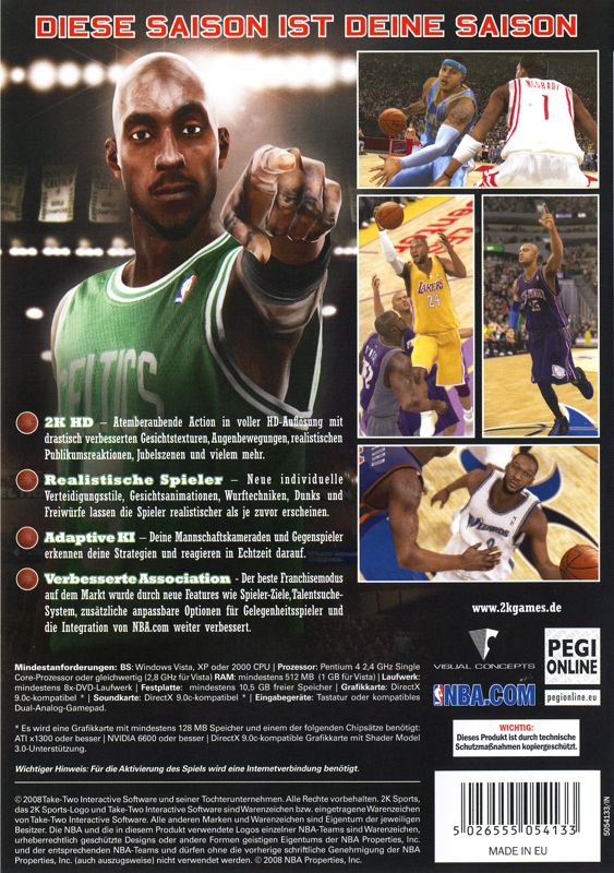 Back Cover for NBA 2K9 (Windows)