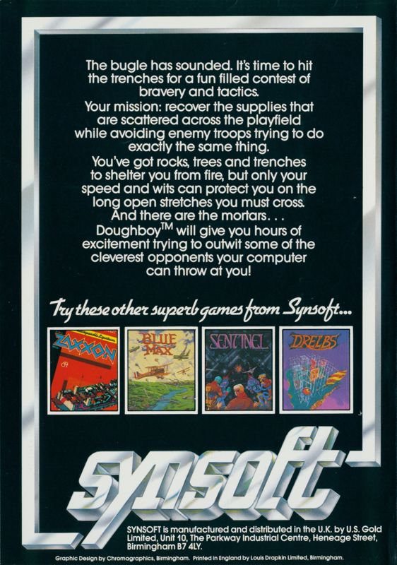 Back Cover for Dough Boy (Commodore 64)