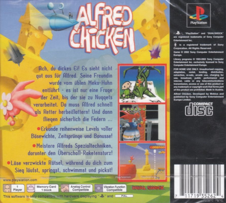 Back Cover for Alfred Chicken (PlayStation)