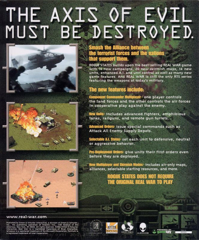 Back Cover for Real War: Rogue States (Windows)
