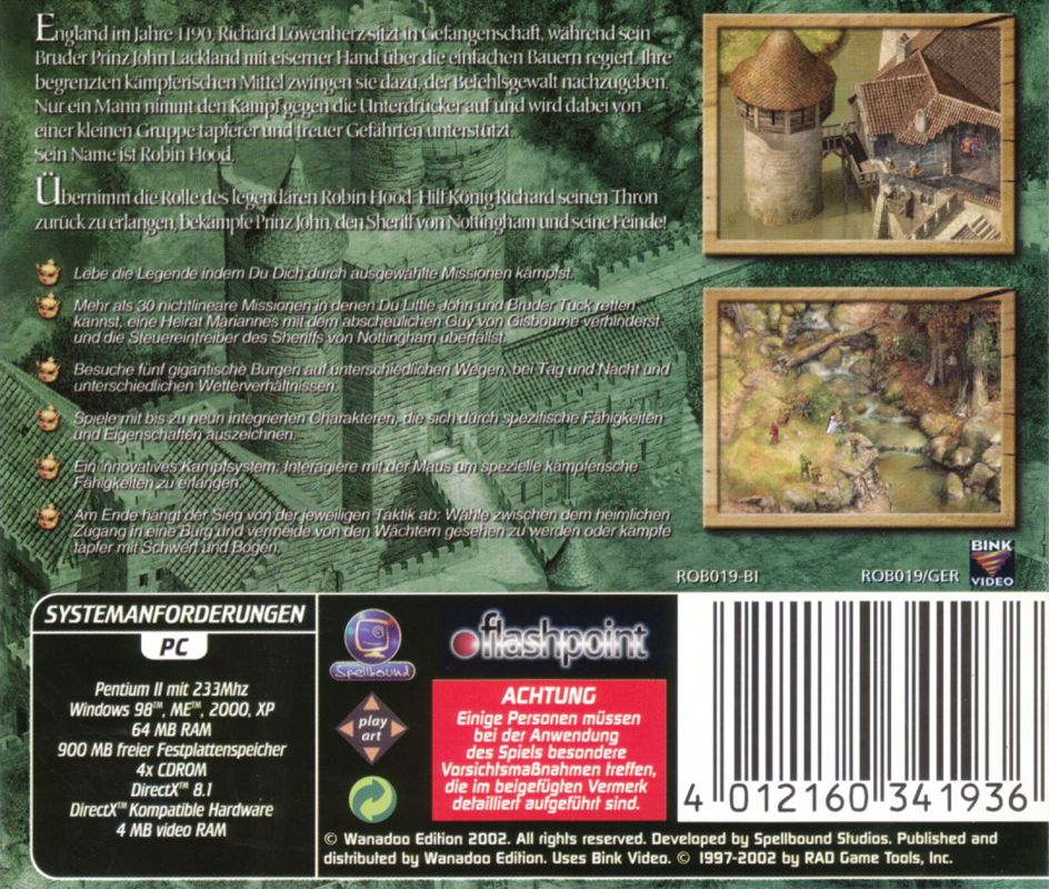 Back Cover for Robin Hood: The Legend of Sherwood (Windows) (Software Pyramide release)