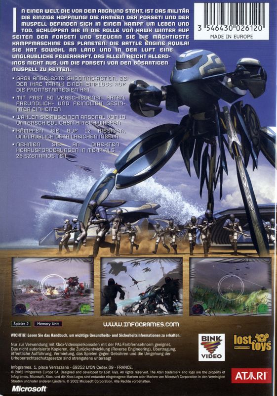 Back Cover for Battle Engine Aquila (Xbox)