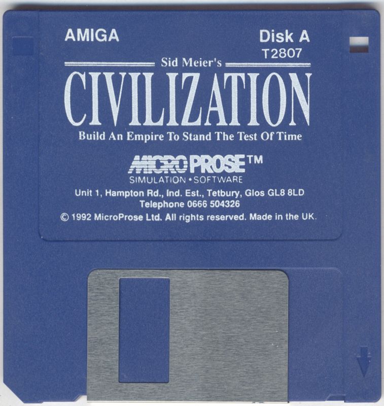 Media for Sid Meier's Civilization (Amiga) (Standard Microprose label): Disk 1/4