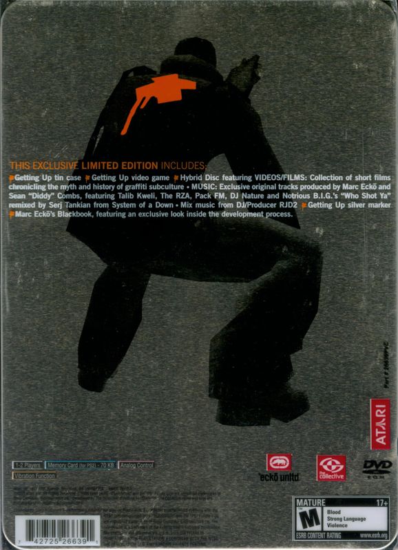 Back Cover for Marc Ecko's Getting Up: Contents Under Pressure (Limited Edition) (PlayStation 2): Outer Sleeve